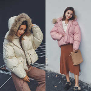 2016冬新款韩版真貉子毛领pu机车皮衣短款修身加绒加厚皮棉外套女